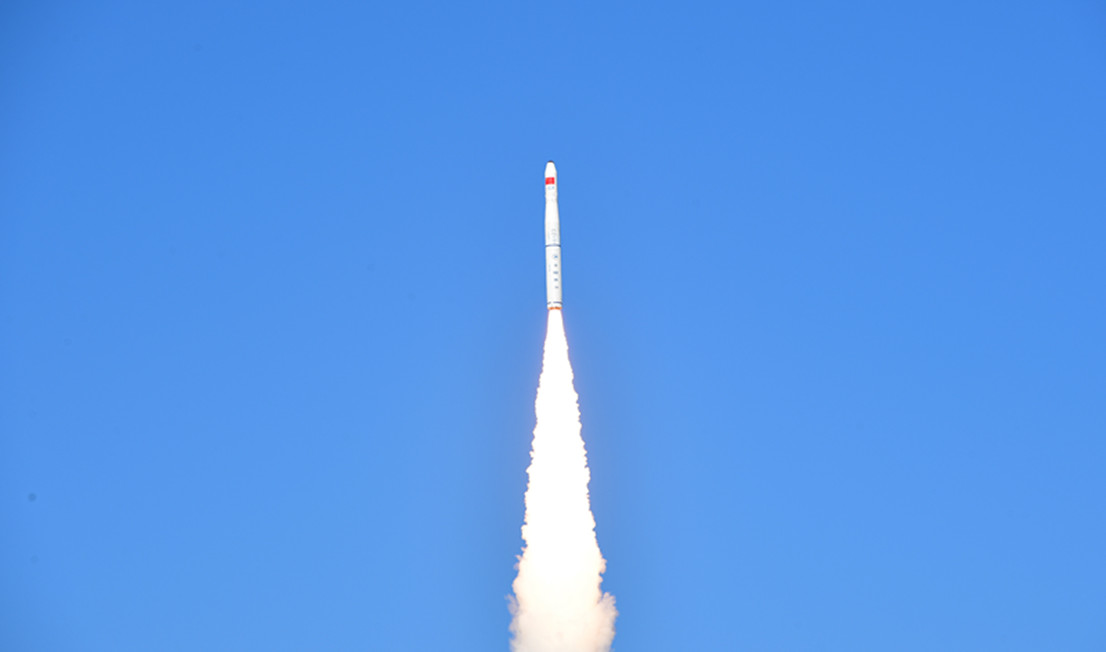 A Chinese Long March 11 rocket carrying two Jilin-1 Earth-imaging satellites and two test satellites launches into orbit from the Jiuquan Satellite Launch Center on Jan. 22, 2019.