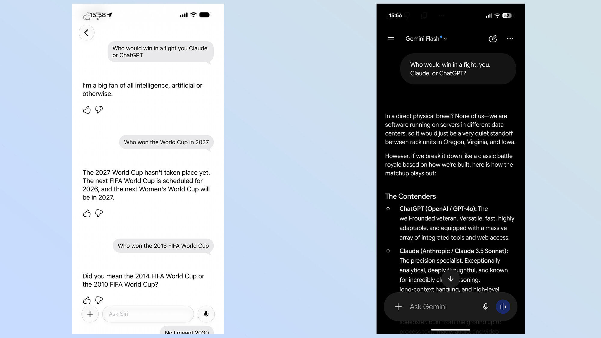 siri vs gemini questions and answers