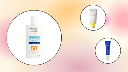 Collage of some of the best face sunscreen included in this guide from Garnier, Supergoop!, and Ultra Violette