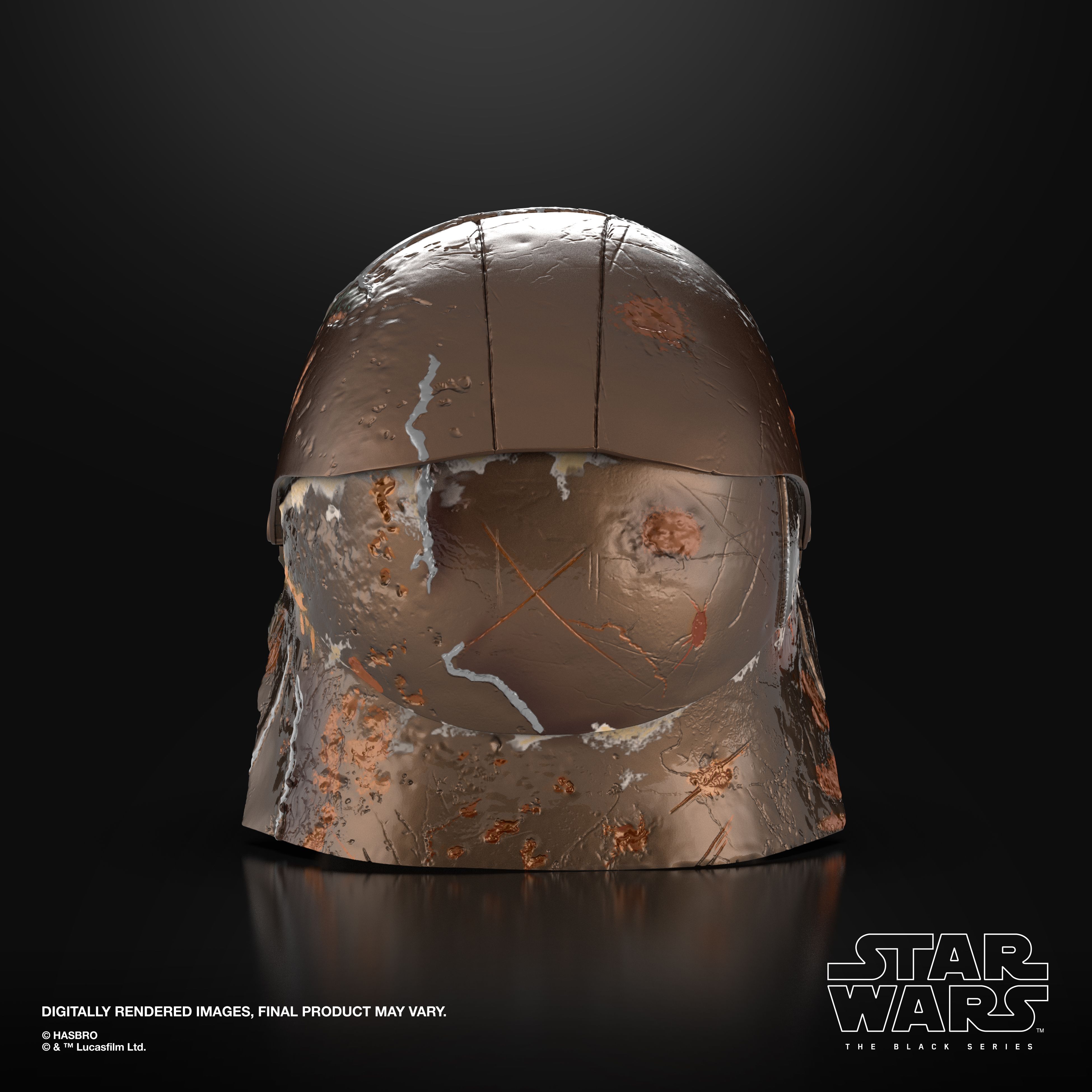 The Stranger helmet replica against a dark background, with The Black Series logo in the bottom corner