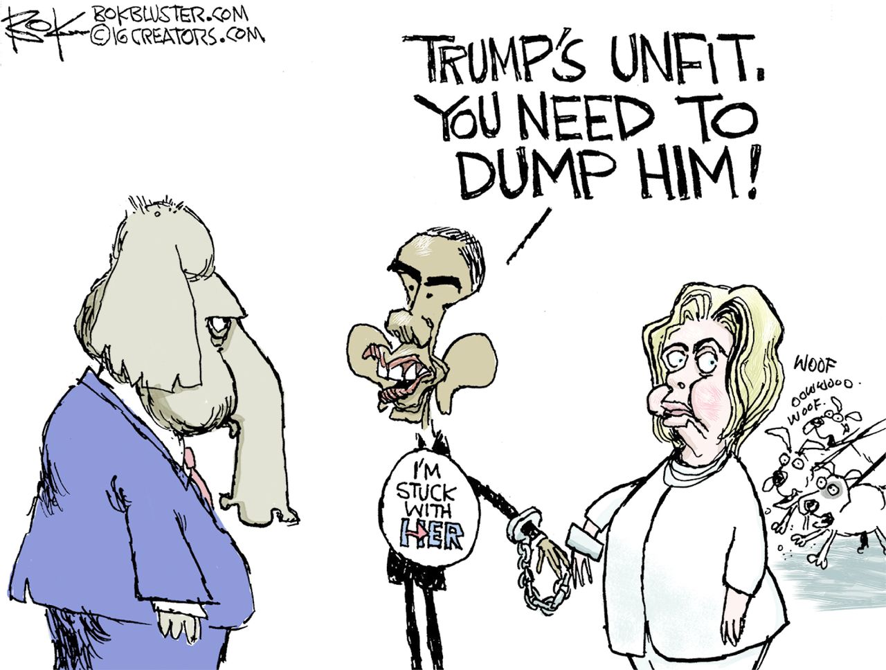 Political cartoon U.S. Obama dump Trump