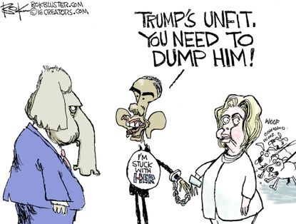 Political cartoon U.S. Obama dump Trump