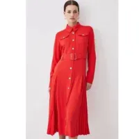 Soft Tailored Pleat Panel Sleeved Belted Midi Dress, $224.68, £175.20 | Karen Millen