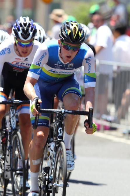 Luke Durbridge (Orica-GreenEDGE) takes a turn on the front