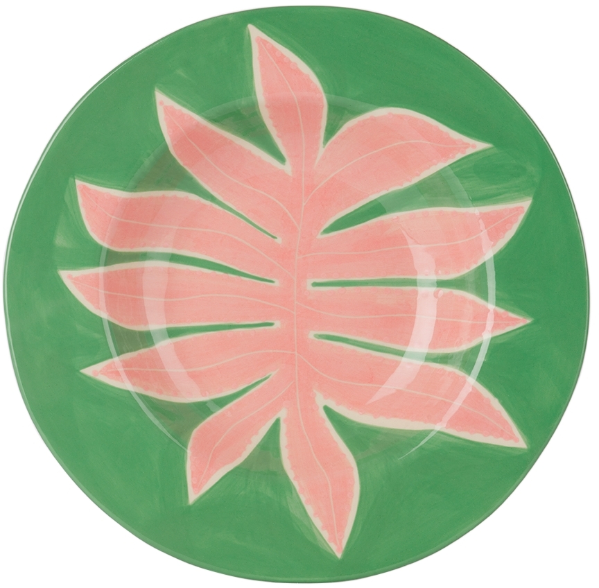 Green & Pink Leaf Dinner Plate