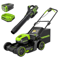 Greenworks 60V 17" Brushless (Push) Mower + 60V (610 CFM) Brushless Blower