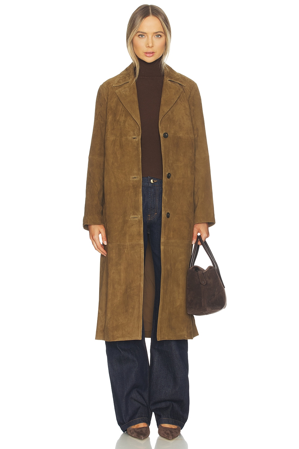 Suede Leather Long Coat
