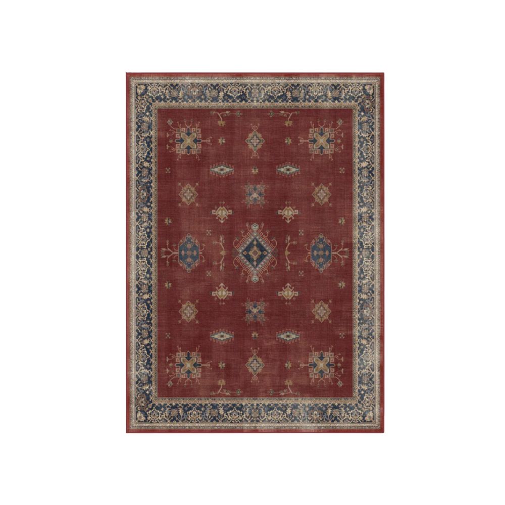 Red traditional washable rug