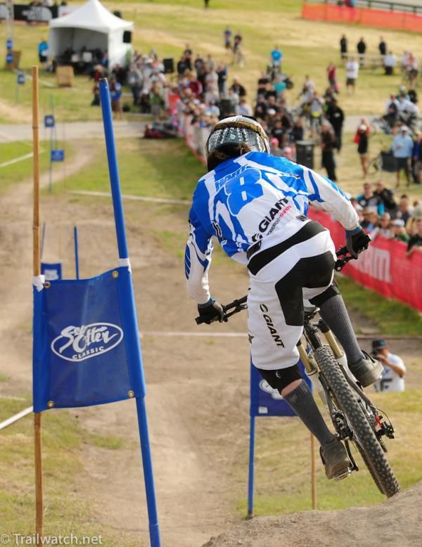 Danny Hart (Giant) launches off a mogul