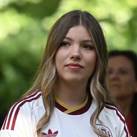 Infanta Sofia wearing a Spain soccer jersey