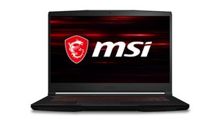 An MSI GF63 Thin gaming laptop against a white background.
