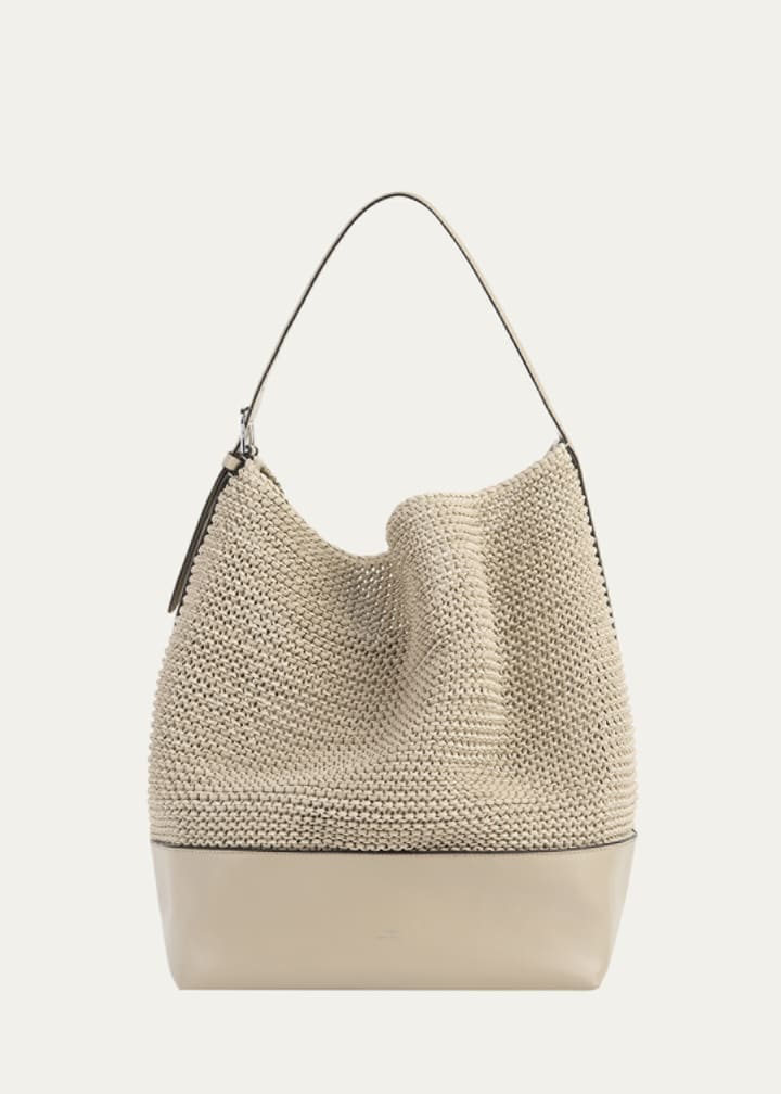 Belted Woven Leather Tote Bag