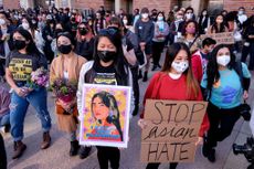 Stop Asian Hate: Two Asian women protest the hate crimes currently happening