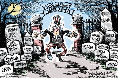 Editorial cartoon U.S. foreign diplomacy Halloween