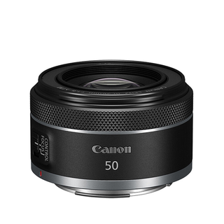Canon RF 50mm F1.8 STM on a white background