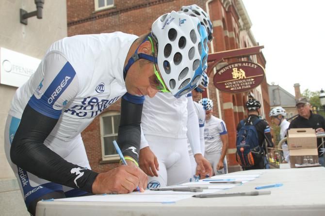 Riders sign in for the Bucks County Classic