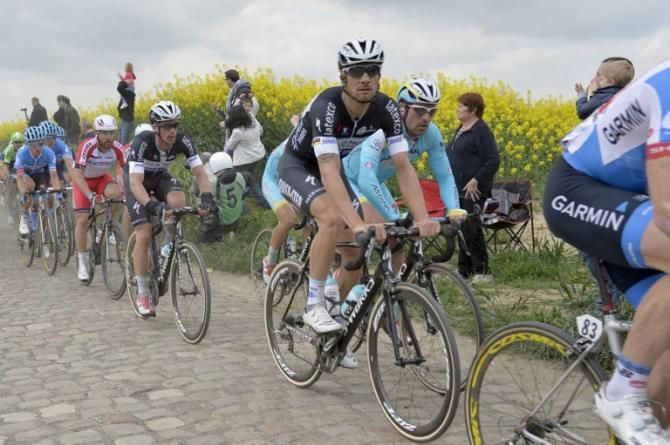 Belgium's Tom Boonen rides with the pack