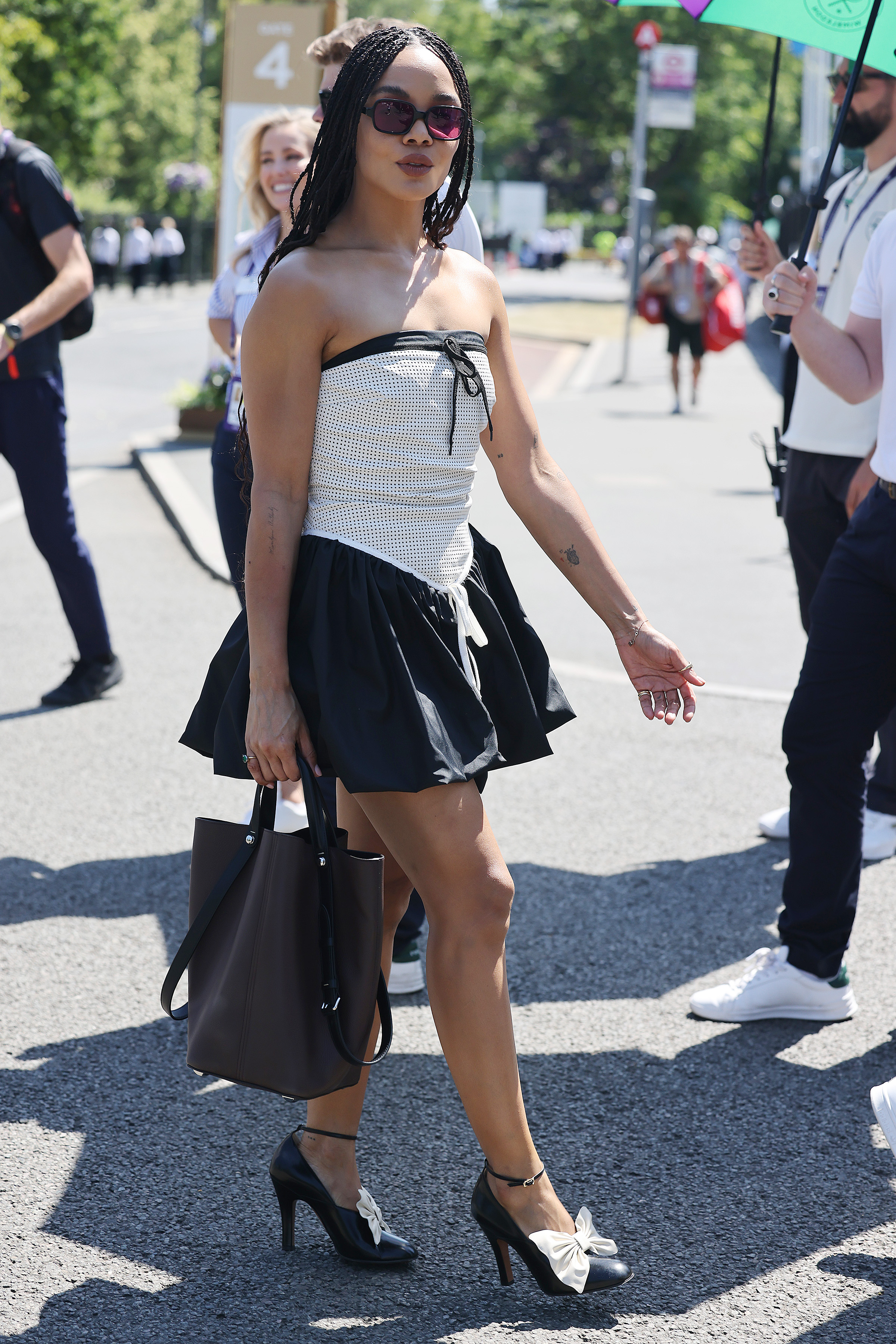 Tessa Thompson wearing goddess braids.