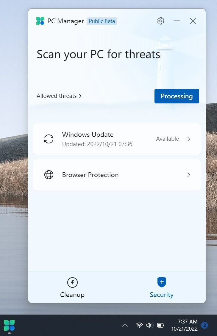 PC Manager app on Windows