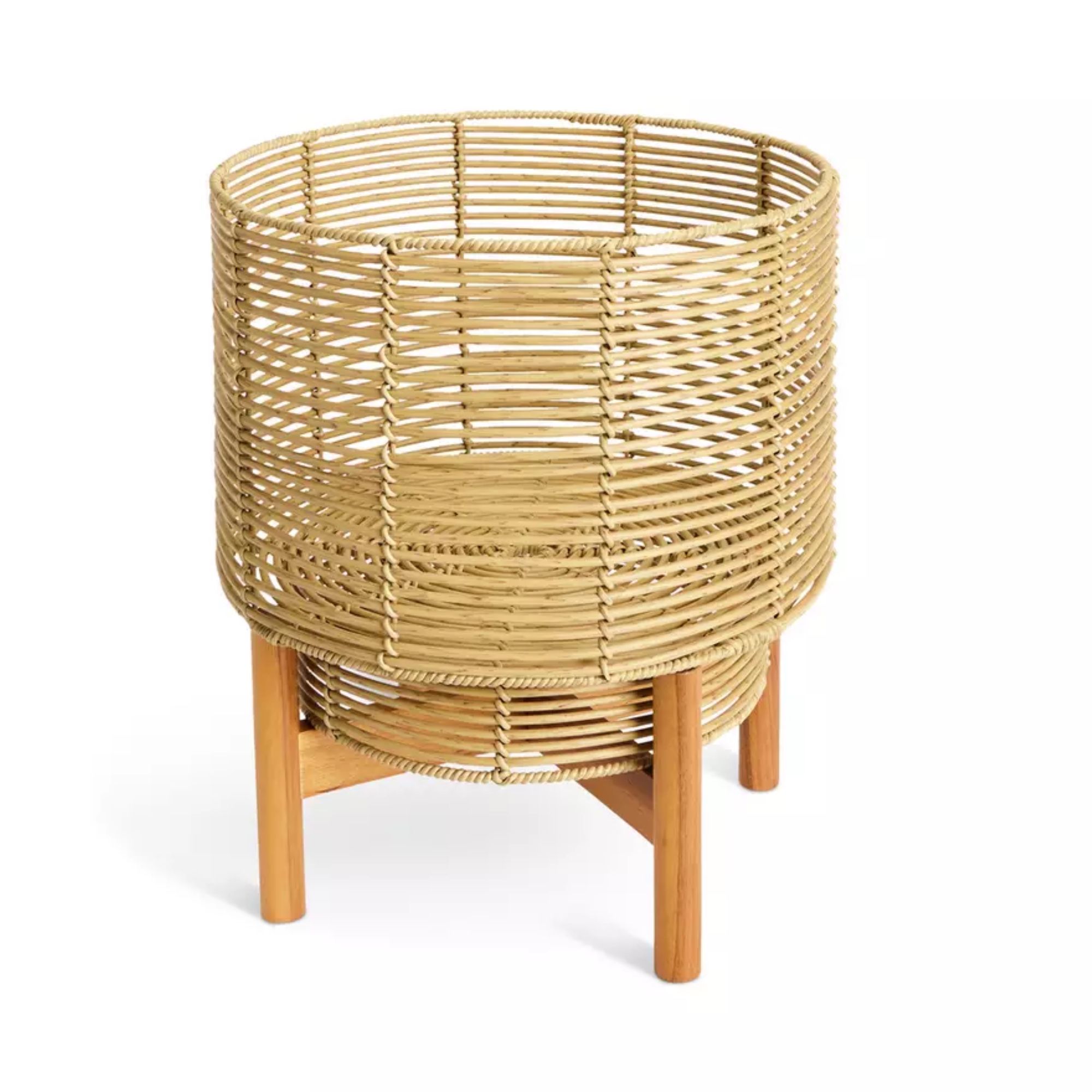 Habitat Large Woven Rattan Planter with Natural Stand