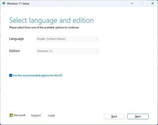 Select language and edition