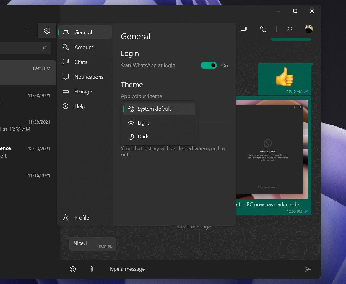 WhatsApp Beta dark mode