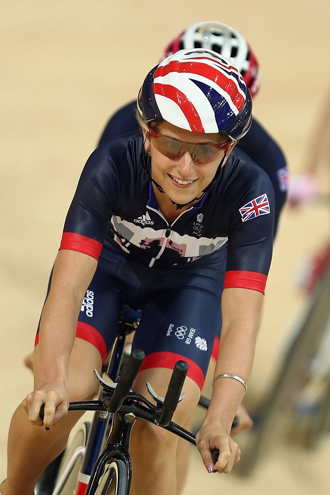Laura Trott training at the Olympic Games velodrome