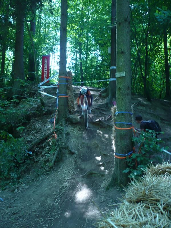 A rider speeds down the Wolfs Drop