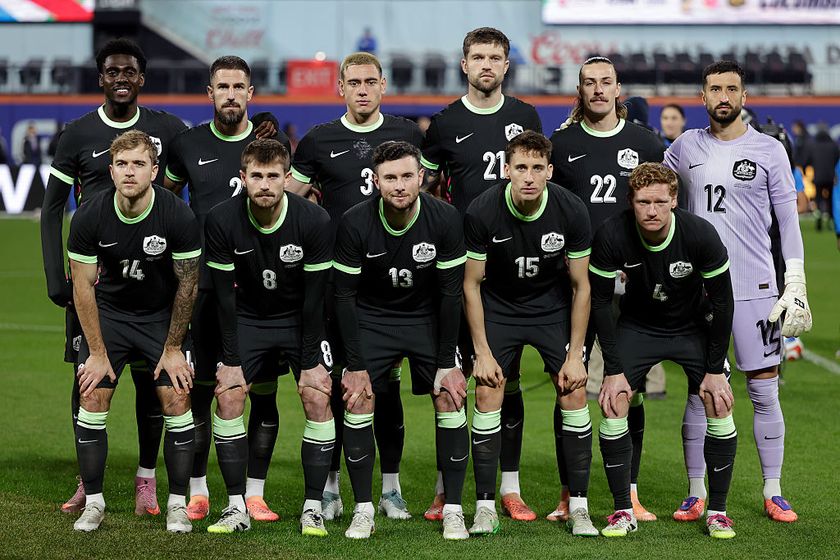 Australia&#039;s World Cup 2026 squad: Players of Australia pose for a team photo prior to the International Friendly match between Colombia and Australia at Citi Field on November 18, 2025 in New York City. 
