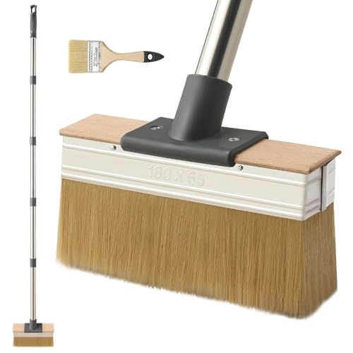 Mitclear Deck Stain Applicator With Long Handle(59in), 7in Decking Paint Brush With Thick Bristles, Block Staining Brushes for Outdoor Wood Floor Fence, Deck Coating, Oil Staining, Decking Paint Stain