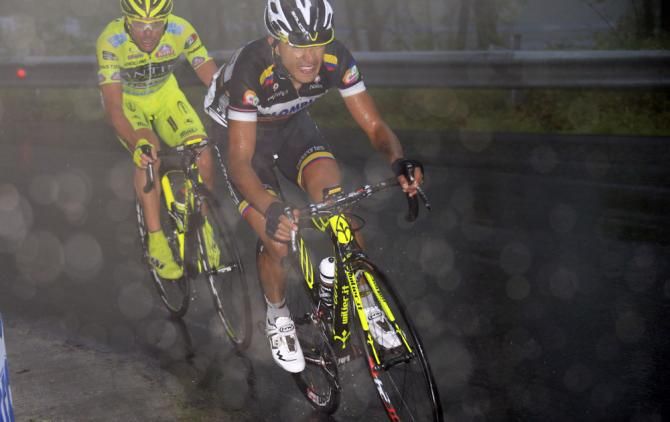 Robinson Chalapud (Colombia) and Danilo Di Luca (Vini Fantini-Selle Italia) attacked on the final climb of the stage