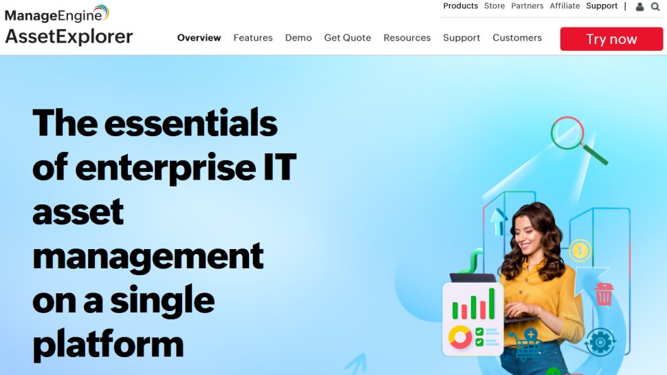 ManageEngine AssetExplorer website screenshot (June 2025).