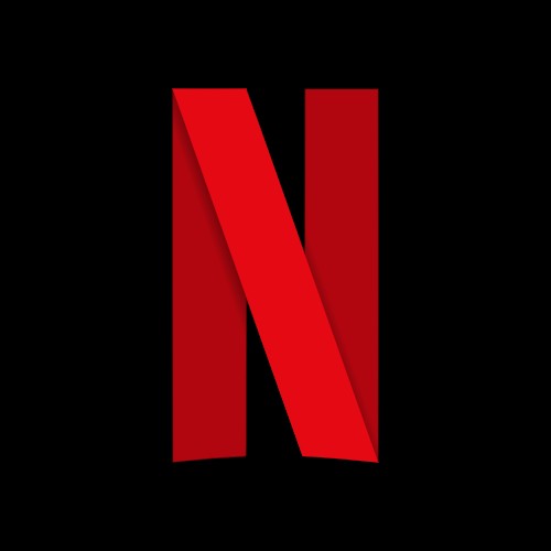 Image of the Netflix icon. A red capital N on a black background.