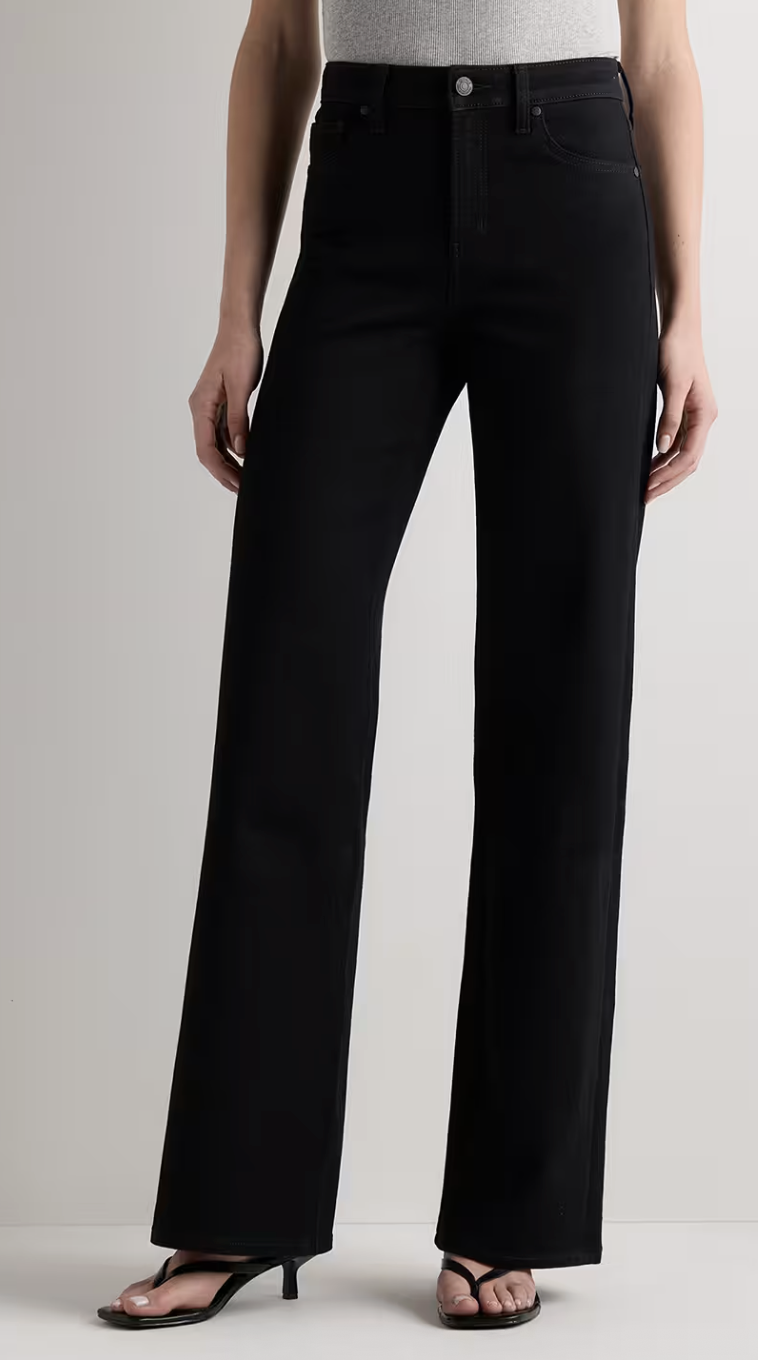 Quince, Bella Stretch Wide Leg Jeans in Black