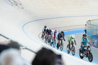 Picture by Zac Williams/SWpix.com - 07/08/2024 - Paris 2024 Olympic Games - Track Cycling - National Velodrome, Saint-Quentin-en-Yvelines, France - Womenâ€™s Keirin First Round - Ese Ukpeseraye (Nigeria)