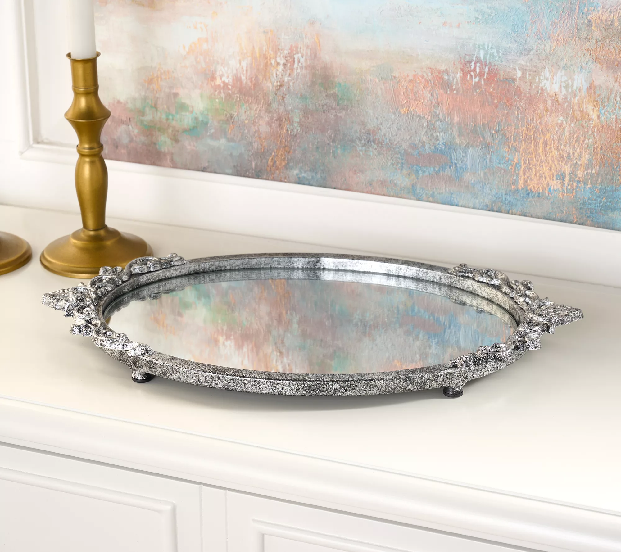 Home Reflections Mirror Frame Decorative Tray