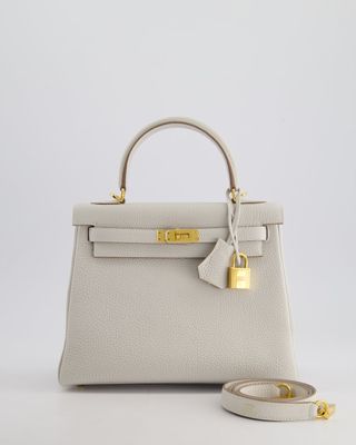 *holy Grail* Hermès Kelly Bag 25cm Retourne in Gris Perle Togo Leather With Gold Hardwar