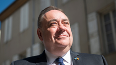 Alex Salmond smiled into distance after leaving lecture 