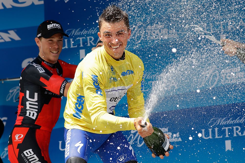 Julian Alaphilippe celebrates his overall win at the 2016 Tour of California
