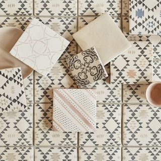 cream coloured neutral patterned design floor tiles