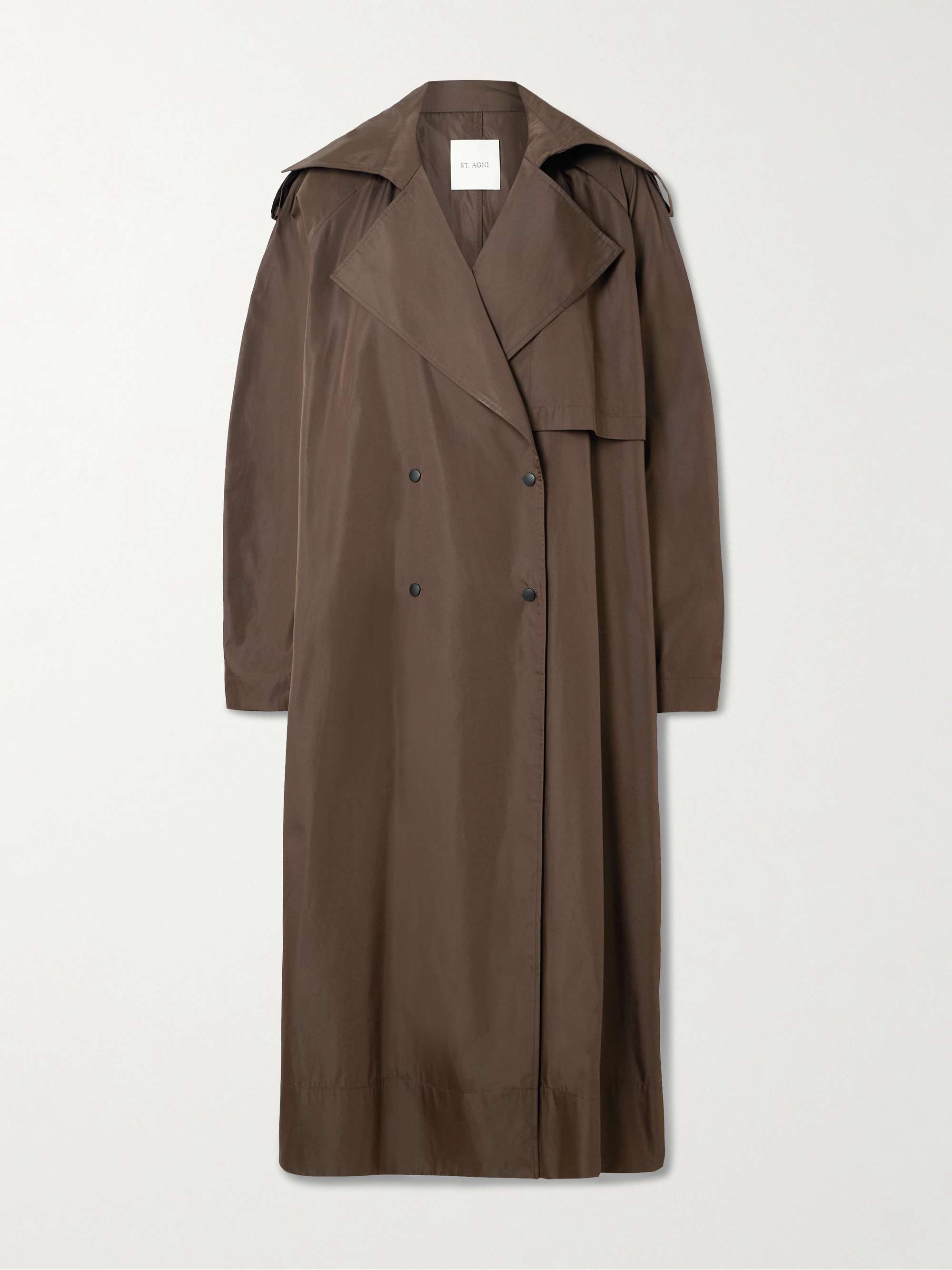 Double-Breasted Recycled-Taffeta Trench Coat