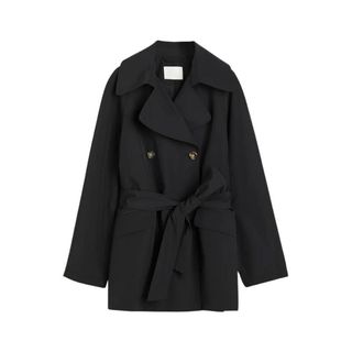 H&M Short Trench Coat in black