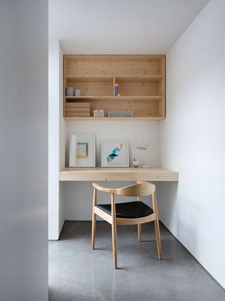 Wooden desk with wooden chair