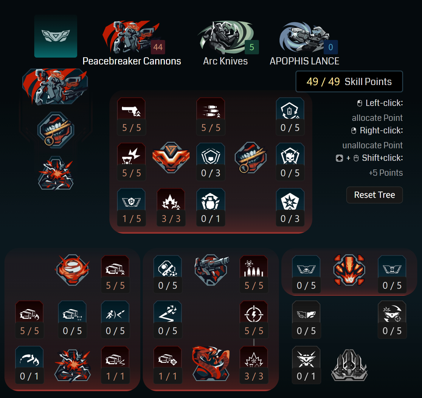 Borderlands 4 Rafa builds: A screenshot of Rafa's Remote Agent tree for his Bullet-Buddy build from Maxroll's builder.