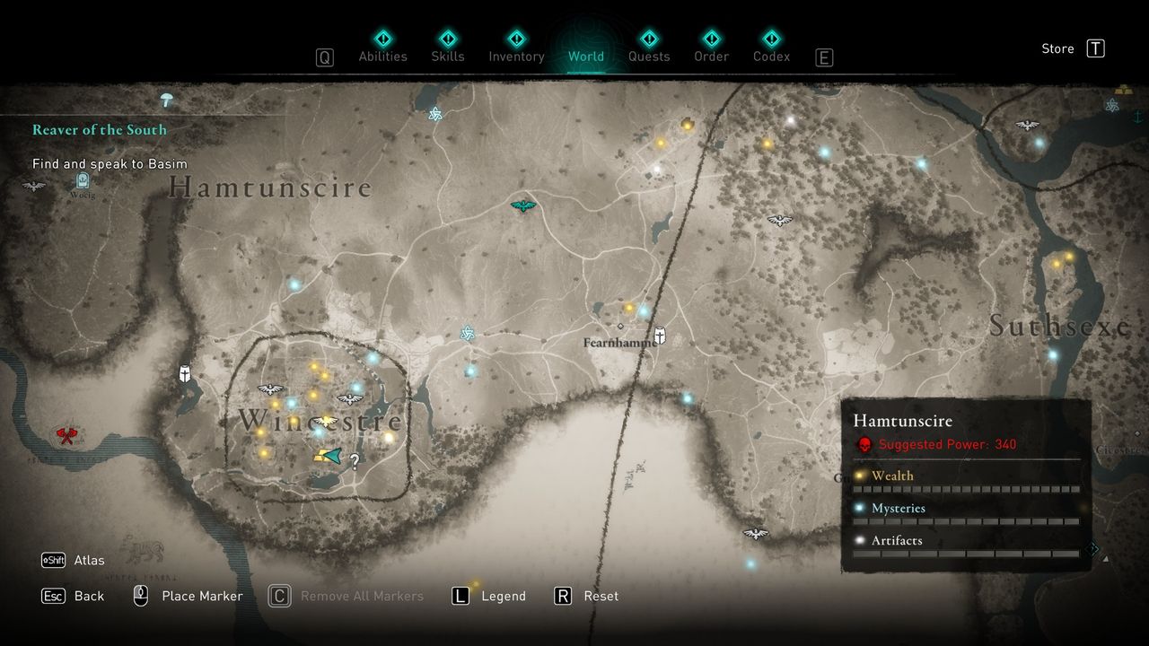 AC valhalla wincestre seminary treasure hoard map location