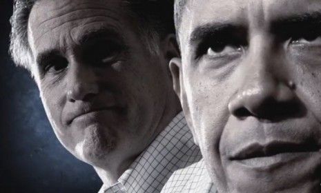 A tough new ad put out by Rick Santorum&amp;#039;s campaign suggests that Mitt Romney is President Obama&amp;#039;s political twin on bailouts, social issues, and health-care reform.