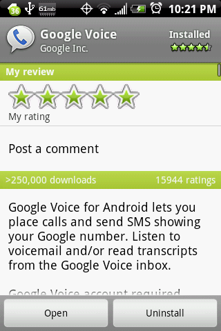 Official Google Voice client Android OS