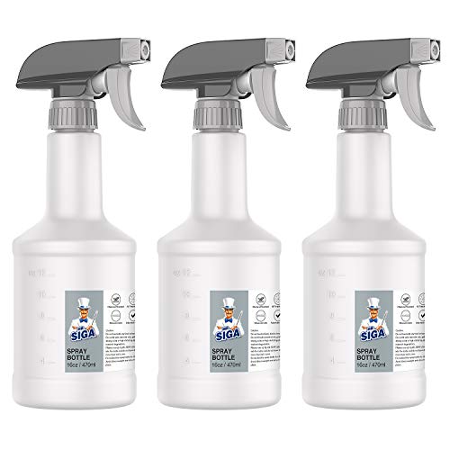 Mr.siga 16 Oz Plastic Spray Bottles for Cleaning Solutions, Hdpe Commercial Grade Refillable Spray Bottles With Measurements and Adjustable Leak Proof Nozzle, 3 Pack