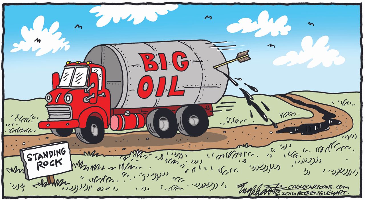 Political cartoon U.S. Dakota Access Pipeline big oil