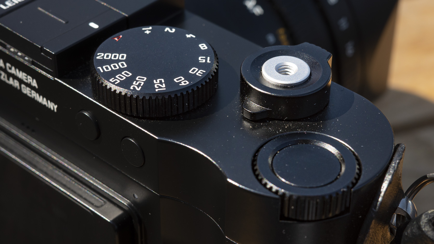Leica Q3 camera closeup of top plate
